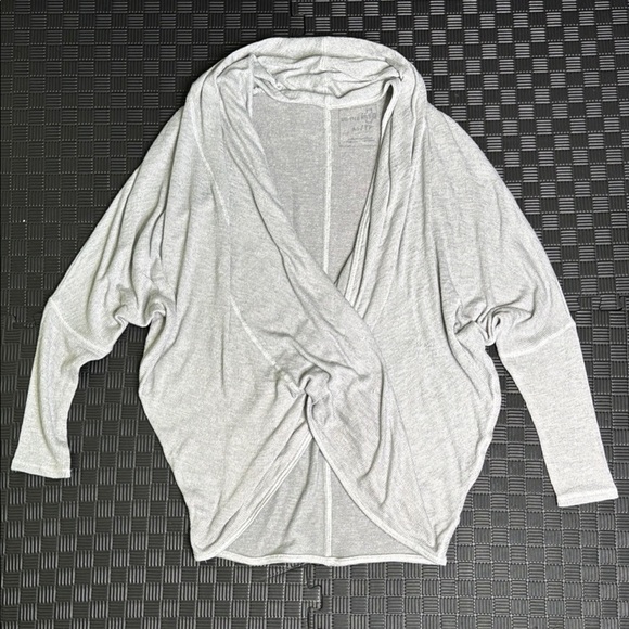 Free People Gray V-Neck Sweater with Wrap-Style Front - Picture 3 of 6